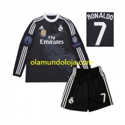 Camisola Real Madrid Cristiano Ronaldo 7 2014 Retro Criança Equipamento Terceiro Manga Comprida